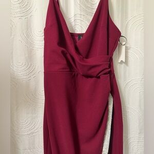 by & by Burgundy Asymmetrical Dress